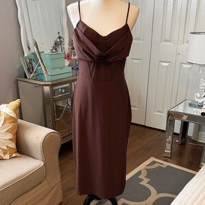 ELH NWT Studio Elegant Brown Spaghetti-Strap Midi Dress XL